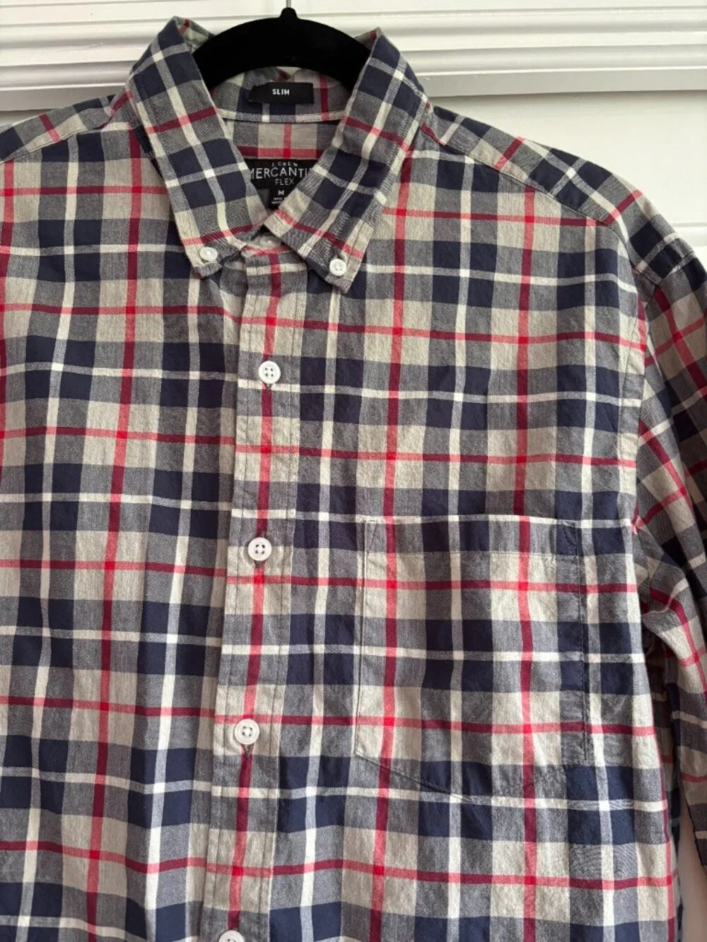 J Crew Mens Mercantile Flex Button Down Shirt Plaid - Medium Slim